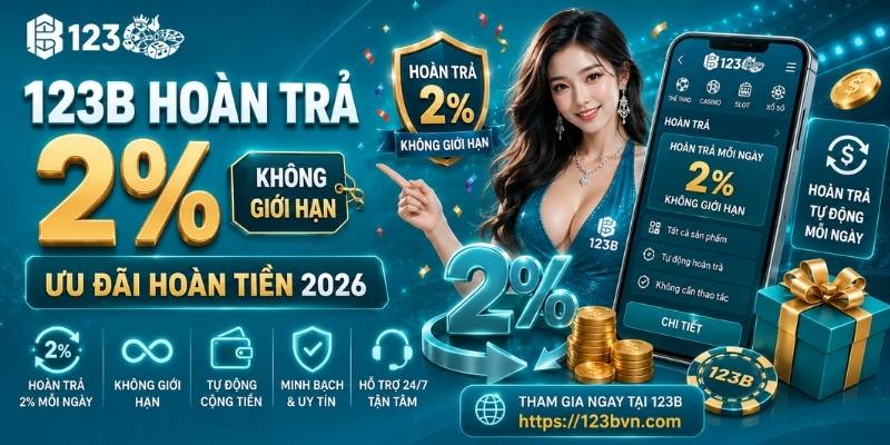 123B hoàn trả 2%: Ưu đãi hoàn tiền siêu khủng dành cho cược thủ 2026 2 123B hoàn trả 2% không giới hạn - Ưu đãi hoàn tiền 2026